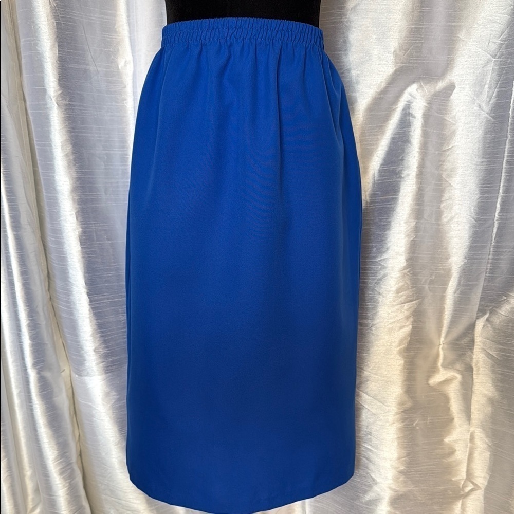 Vicki Wayne Vintage Women’s 14 Royal Blue A-Line Elastic Waist Midi Skirt